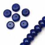 12x8 mm dyed white jade semi-precious donut beads in Night Blue x 6 pcs