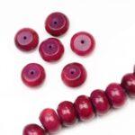 12x8 mm dyed white jade semi-precious donut beads in Cherry Pink x 6 pcs