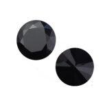 16 mm faceted round Cubic Zirconia cabochon Jet Black x 2 pc