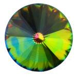 12 mm round glass cabochon Green Pink Rainbow x 2 pc(s)