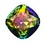 18 mm cushion cut glass cabochon Green Pink Rainbow x 1 pc(s)