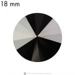 18 mm rivoli round glass cabochon Jet Black Hematite x 1 pc(s)