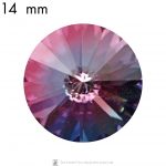 14 mm rivoli round glass cabochon Pink-Aquamarine Rainbow x 2 pc(s)