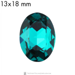 13x18 mm oval glass cabochon Green Zircon x 2 pc(s)