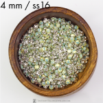 4 mm / ss16 Preciosa sew-on rhinestone Chrysolite Opal in silver setting x 20 pc(s)
