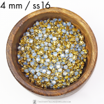 4 mm / ss16 Preciosa sew-on rhinestone Light Sapphire Opal in gold setting x 20 pc(s)