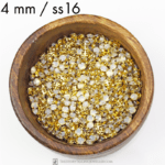 4 mm / ss16 Preciosa sew-on rhinestone White Opal in gold setting x 20 pc(s)