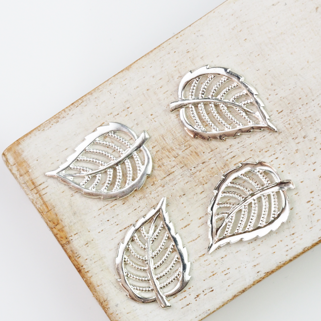 Silver filigree small leaf 21x14 mm x 2 pc(s) - Beadingschool.com