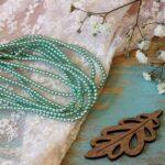 2 mm round glass pearls Alabaster Aquamarine x 100 pcs