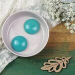 24 mm Pressed glass cabochon Green Turquoise x 1 pc
