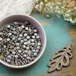 4x6 mm Diabolo Chalk White Lazure Blue x 30 pcs