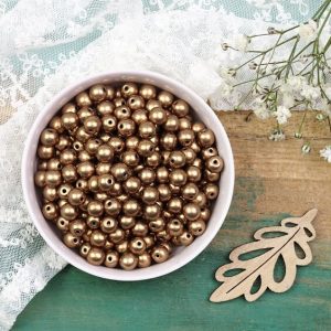 6 mm round glass pearls Saturated Metallic Ceylon Yellow x 40 pcs