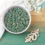 6x6 mm 3-hole Trinity beads Turquoise Green/Picasso x 3 g