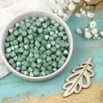 6 mm 1-hole DoublePyramid Beads "Chalk White Teal Luster" x 30 pcs