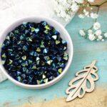 6 mm 1-hole DoublePyramid Beads "Jet Full AB" x 30 pcs