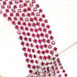 2.1 mm rhinestone chain with Ruby Preciosa crystals in silver setting x 40 cm