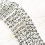 3.2 mm rhinestone chain with Black Diamond Preciosa crystals in silver setting x 40 cm