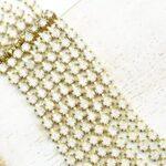 2.4 mm rhinestone chain with Rose Opal Preciosa cystals in raw setting x 40 cm