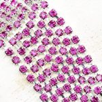3.2 mm rhinestone chain with Fuchsia Preciosa crystals in silver setting x 40 cm