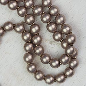 6 mm round glass pearls Saturated Metallic Hazelnut x 40 pcs