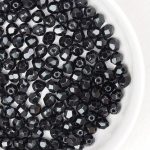 4 mm fire polished beads Jet x 60 pcs