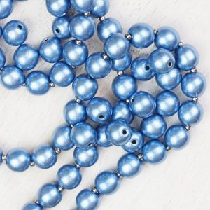 6 mm round glass pearls Saturated Metallic Neutral Gray x 40 pcs