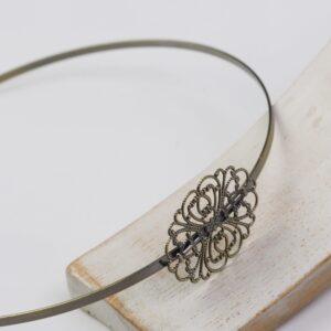Antique bronze hair band with filigree x 1 pc