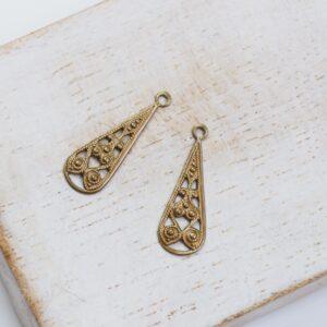 Antique Copper filigree 20 x 7 mm x 2 pcs