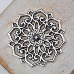 Antique Silver filigree "Mandala" 31x31 mm x 2 pc(s)