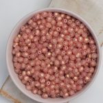4 mm fire polished beads Sueded Gold Milky Pink x 60 pcs