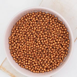 2 mm round glass pearls Saturated Metallic Flame x 100 pcs