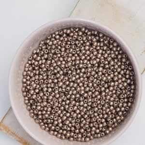 2 mm round glass pearls Saturated Metallic Hazelnut x 100 pcs