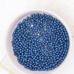 2 mm round glass pearls Metallic Suede - Blue x 100 pcs