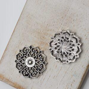 Antique Silver filigree Mandala 20x20 mm x 4 pc(s)