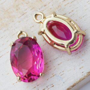 17x10x7 mm drop in metal setting Oval Purple/Pink Rainbow x 2 pc(s)