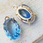 17x10x7 mm drop in metal setting Oval Blue Rainbow x 2 pc(s)