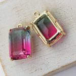 20x13x8 mm drop in metal setting Rectangle Tourmaline Rainbow x 1 pc(s)