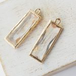 26x9x5 mm drop in metal setting Rectangle Transparent x 2 pc(s)
