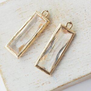 26x9x5 mm drop in metal setting Rectangle Transparent x 2 pc(s)