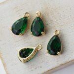 8x15 mm drop in metal setting Grass Green x 2 pc(s)