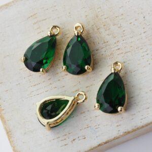 8x15 mm drop in metal setting Grass Green x 2 pc(s)