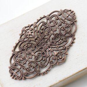 Antique copper oval filigree maharaja 53x33 mm x 1 pc