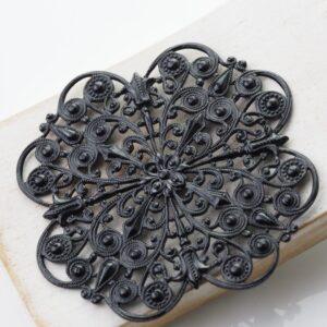 Gunmetal black filigree Estrella 53.2x53.2 mm x 1 pc
