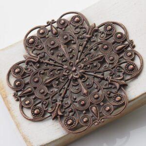 Antique copper filigree Estrella 53.2x53.2 mm x 1 pc