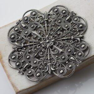 Patina silver filigree Estrella 53.2x53.2 mm x 1 pc