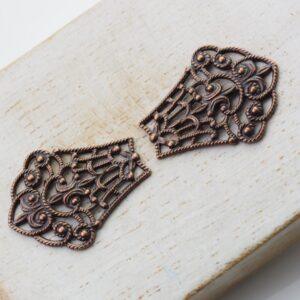 Antique copper filigree Victoria 18x23 mm x 2 pc