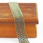 2.1 mm rhinestone chain with Crystal Bermuda Blue Preciosa crystals in raw setting x 20 cm