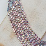 2.1 mm rhinestone chain with Fuchsia AB Preciosa crystals in silver setting x 20 cm