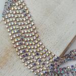2.1 mm rhinestone chain with Light Amethyst AB Preciosa crystals in silver setting x 20 cm