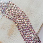 2.1 mm rhinestone chain with Rose AB Preciosa crystals in silver setting x 20 cm